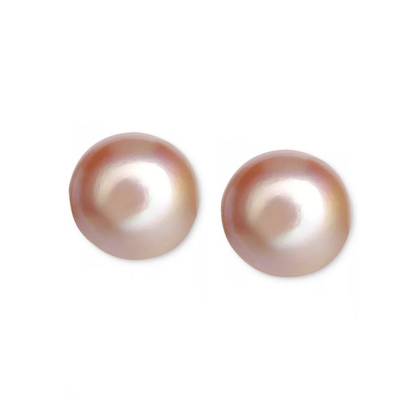 None Jewelry - Pink Freshwater Pearl (8mm) Stud Earrings in Sterling Silver